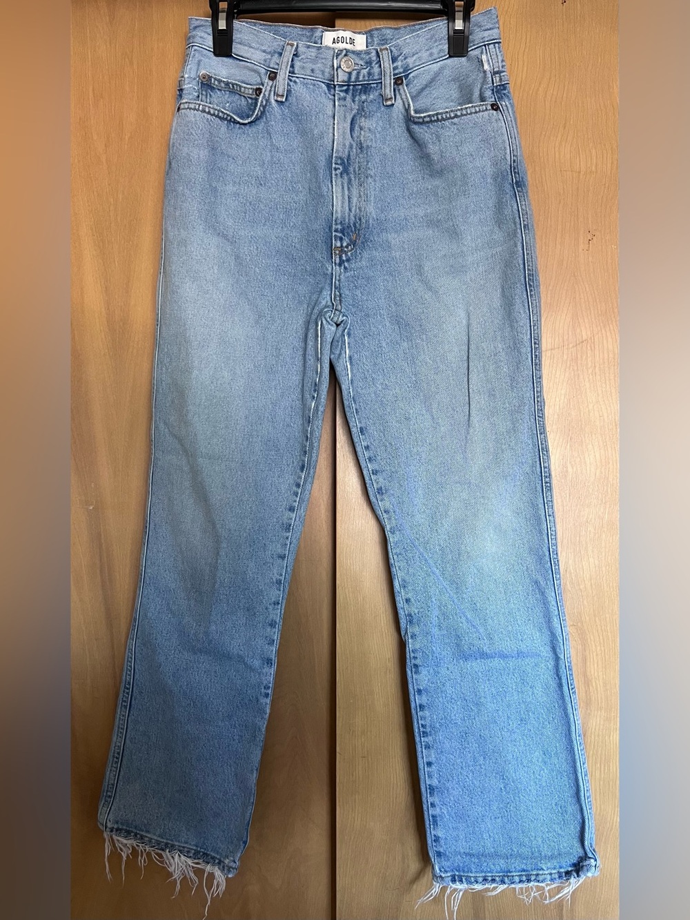 Agolde Pinch Waist Raw Hem Minimally Distressed Medium/Light Wash Jeans